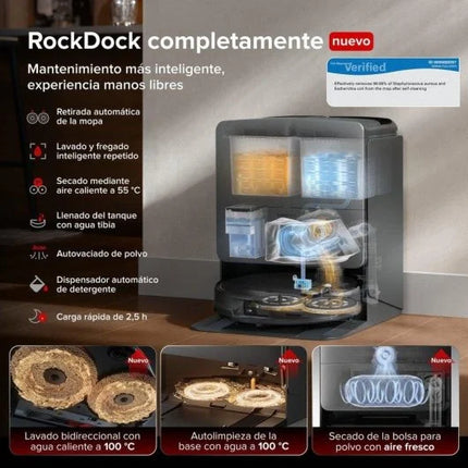 Robot Aspirador y Fregasuelos Roborock Saros 20 Set con Autovaciado Navegación 3D StarSight 2.0 Potencia HyperForce Cámara RGB Voz Altura 7,98 cm