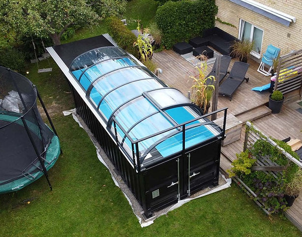 Piscina Contenedor 6,11 × 2,50 m con Techo Corredizo – Pack Premium (Lista para Usar)