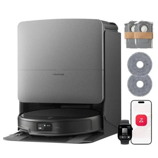 Robot Aspirador y Fregasuelos Roborock Saros 20 Set con Autovaciado Navegación 3D StarSight 2.0 Potencia HyperForce Cámara RGB Voz Altura 7,98 cm
