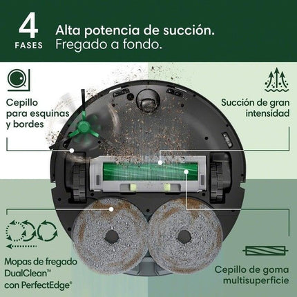 iRobot Roomba Plus 505 Combo Robot Aspirador con Base AutoWash Multifunción y Autolimpiable Negro