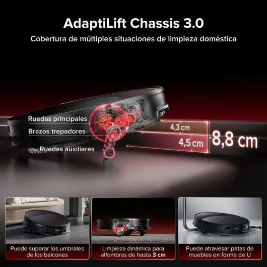 Robot Aspirador y Fregasuelos Roborock Saros 20 Set con Autovaciado Navegación 3D StarSight 2.0 Potencia HyperForce Cámara RGB Voz Altura 7,98 cm